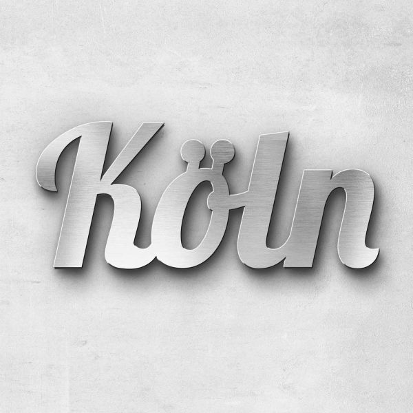 Schriftzug "Köln" Edelstahl gebürstet