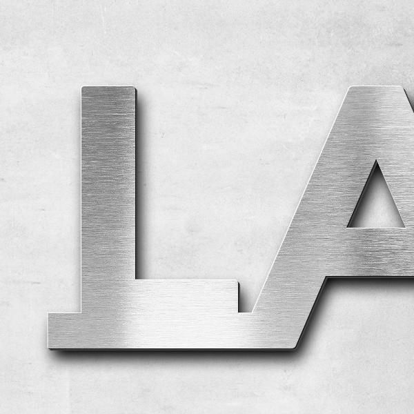 Schriftzug "La Cuppa" in Schriftart "Baseline", Edelstahl V2A gebürstet - hochwertig & wetterbeständ