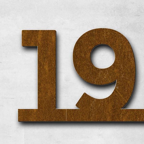 Schriftzug "1958 - 2012" in Schriftart "Baseline", Cortenstahl voroxidiert - hochwertig & wetterbest