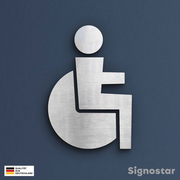 WC Piktogramm Edelstahl - Rollstuhlfahrer