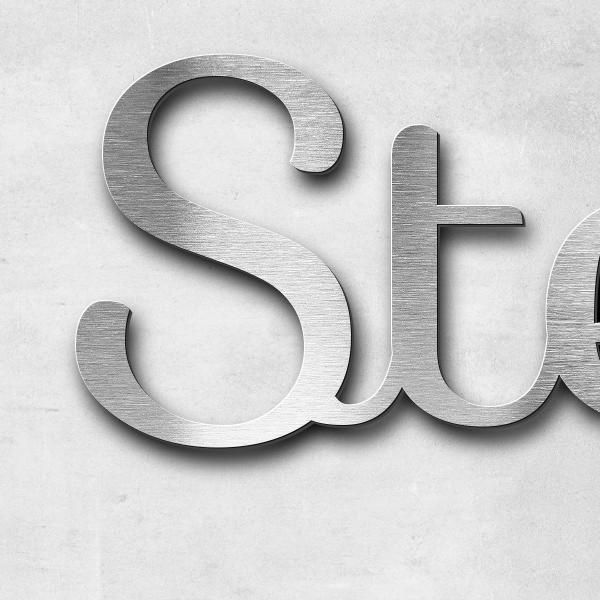 Schriftzug "Steuernagel" in Schriftart "Autumna", Edelstahl V2A gebürstet - hochwertig & wetterbestä
