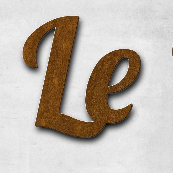 Lettering "Le Pressoir", corten steel pre-oxidised - high quality & weather resistant