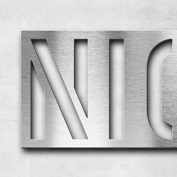 Schriftzug "NICHT FÜR WAFFEN !" in Schriftart "Blash", Edelstahl V2A gebürstet - hochwertig & wetter