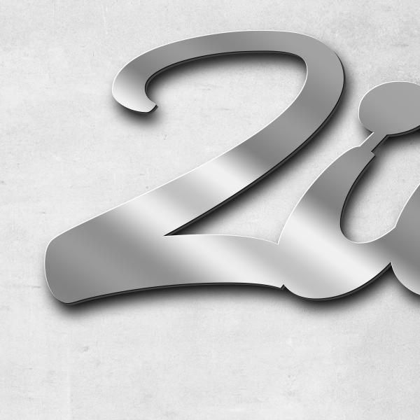 Schriftzug "Zimmermann" in Schriftart "Molarite", Edelstahl V2A spiegelpoliert - hochwertig & wetter