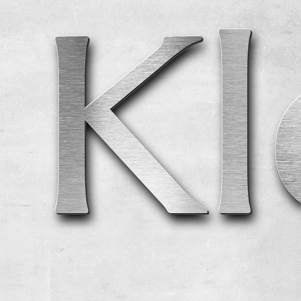 Schriftzug "Kleinfeldle 7" in Schriftart "Eternitas", Edelstahl V2A gebürstet - hochwertig & wetterb