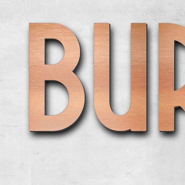 Enseigne "Bur", acrylique-plastique in Aspect cuivre brossé - de haute qualité & résistant aux intempéries
