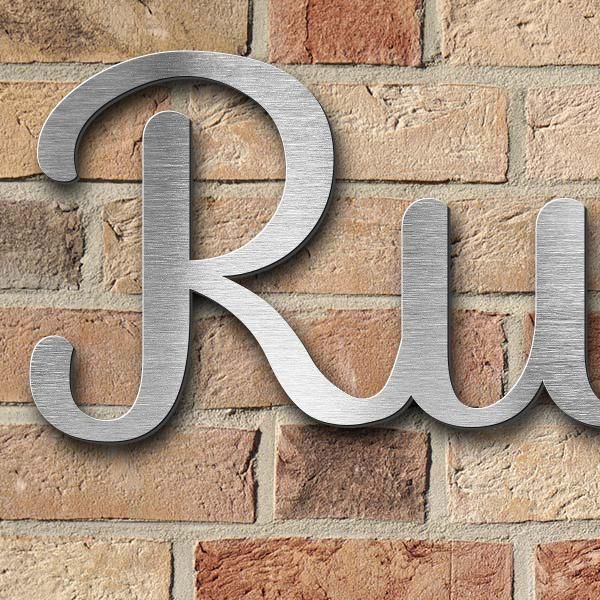 Schriftzug "Ruth Reinecke-Dahinden" in Schriftart "Autumna", Edelstahl V2A gebürstet - hochwertig &