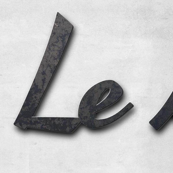 Lettering "Le Mas de la Salamandre", corten steel untreated - high quality & weather resistant