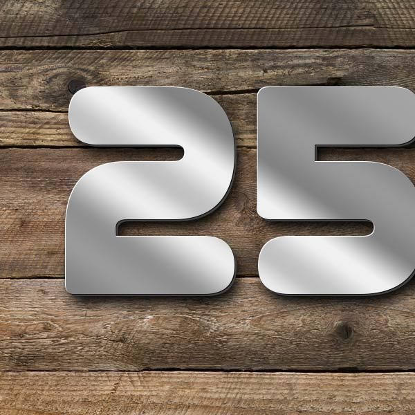 Schriftzug "25.10.1937" in Schriftart "Capital", Edelstahl V2A spiegelpoliert - hochwertig & wetterb