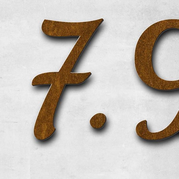 Schriftzug "7.9.1948 * 20.5.2024" in Schriftart "Filigrano", Cortenstahl voroxidiert - hochwertig &