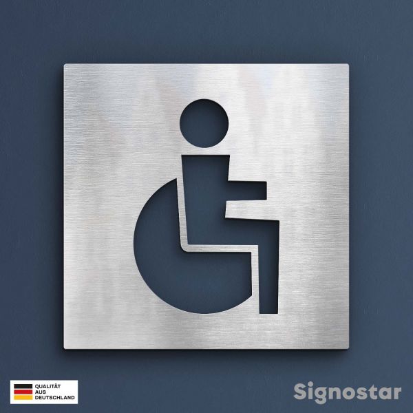 WC Schild Edelstahl - Rollstuhlfahrer