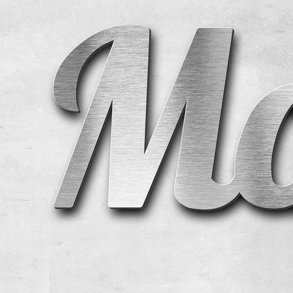 Schriftzug "Morgenroth" in Schriftart "Catdog", Edelstahl V2A gebürstet - hochwertig & wetterbeständ