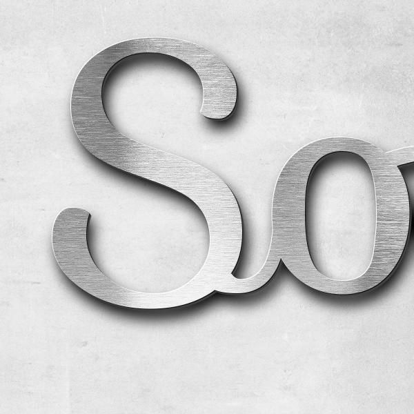 Lettering "Sonia & Sébastien", stainless steel V2A brushed - high quality & weather resistant