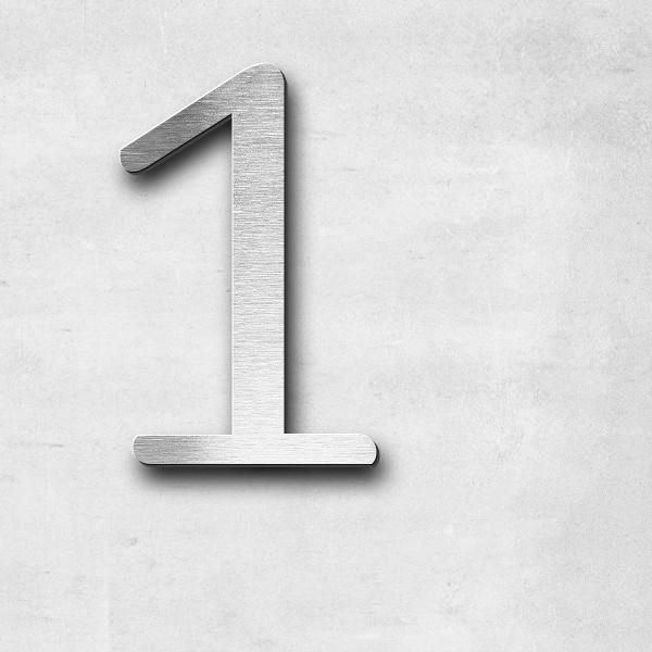Schriftzug "1" in Schriftart "Autumna", Edelstahl V4A gebürstet - hochwertig & wetterbeständig