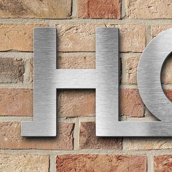 Schriftzug "House" in Schriftart "Baseline", Edelstahl V2A gebürstet - hochwertig & wetterbeständig