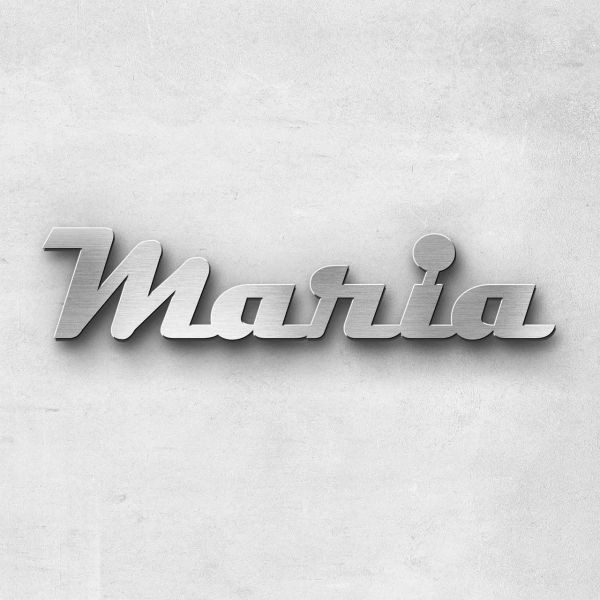 Schriftzug "Maria", Breite: 14 cm, Schriftart: Catdog, Befestigung: Bolzen