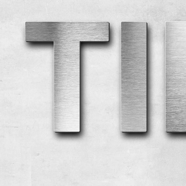 Schriftzug "TIEFBRUNNAU" in Schriftart "Sans", Edelstahl V2A gebürstet - hochwertig & wetterbeständi