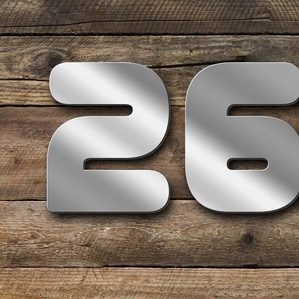 Schriftzug "26.10.1932 - 8.3.2025" in Schriftart "Capital", Edelstahl V2A spiegelpoliert - hochwerti