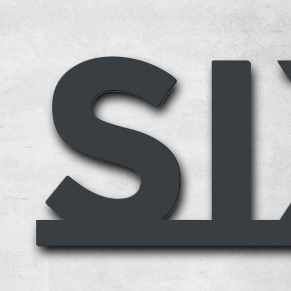 Schriftzug "Sixty Six" in Schriftart "Baseline", Edelstahl V2A pulverbeschichtet - hochwertig & wett