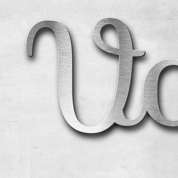Lettering "Votre texte", stainless steel V2A brushed - high quality & weather resistant