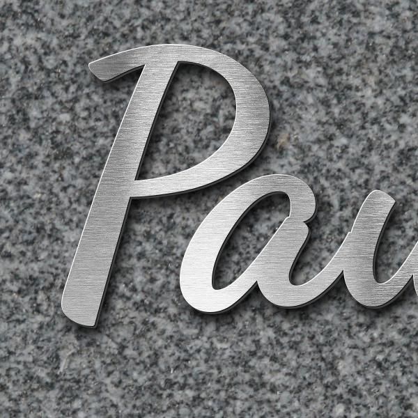 Schriftzug "Pauline" in Schriftart "Filigrano", Edelstahl V4A gebürstet - hochwertig & wetterbeständ