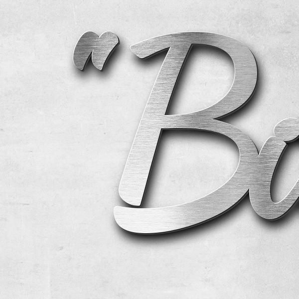 Schriftzug ""Bübbi"" in Schriftart "Filigrano", Edelstahl V4A gebürstet - hochwertig & wetterbeständ