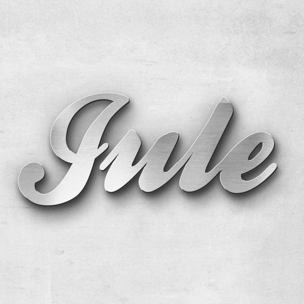 Schriftzug "Jule", Breite: 12 cm, Schriftart: Lilly, Befestigung: Bolzen