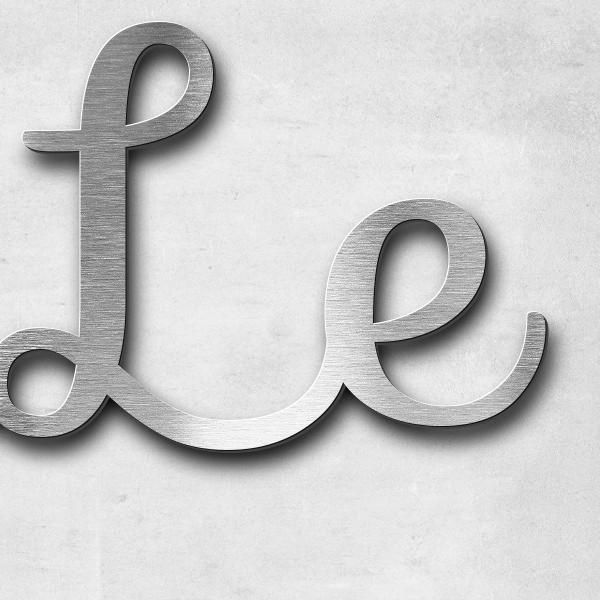 Schriftzug "Le Phare" in Schriftart "Autumna", Edelstahl V2A gebürstet - hochwertig & wetterbeständi