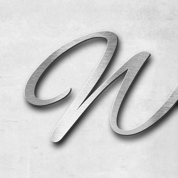 Schriftzug "Willkommen" in Schriftart "Jessari", Edelstahl V2A gebürstet - hochwertig & wetterbestän