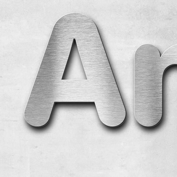 Schriftzug "Amsoldingen" in Schriftart "Classic", Edelstahl V2A gebürstet - hochwertig & wetterbestä