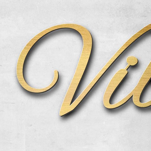 Lettering "Villa Élégance", brass brushed - high quality & weather resistant