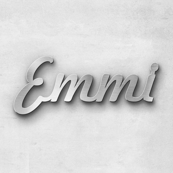 Schriftzug "Emmi", Breite: 15 cm, Schriftart: Lilly, Befestigung: Selbstklebend