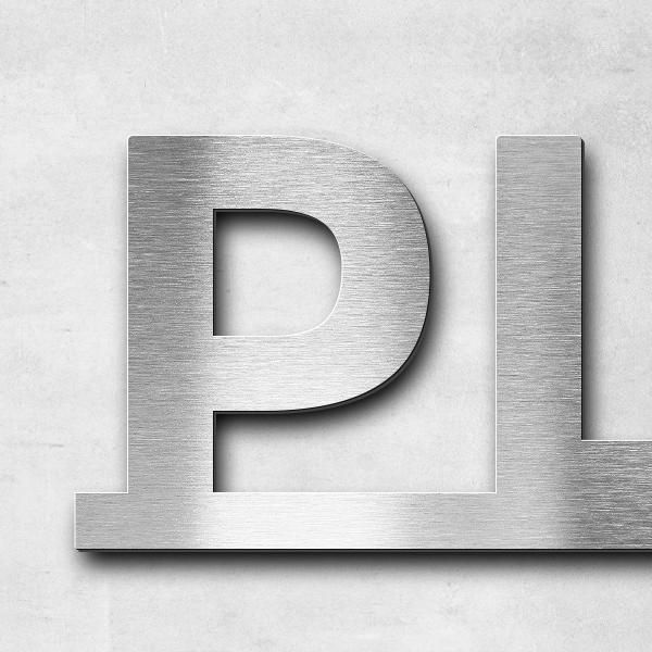 Lettering "PLU Yohan", stainless steel V2A brushed - high quality & weather resistant