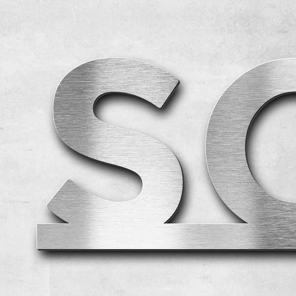 Schriftzug "Sonnendeck" in Schriftart "Baseline", Edelstahl V2A gebürstet - hochwertig & wetterbestä