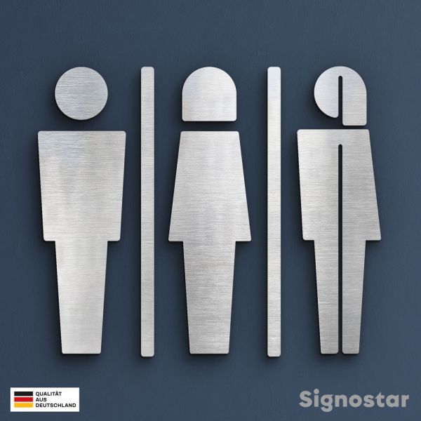 WC Piktogramm Edelstahl - Damen & Herren & Divers