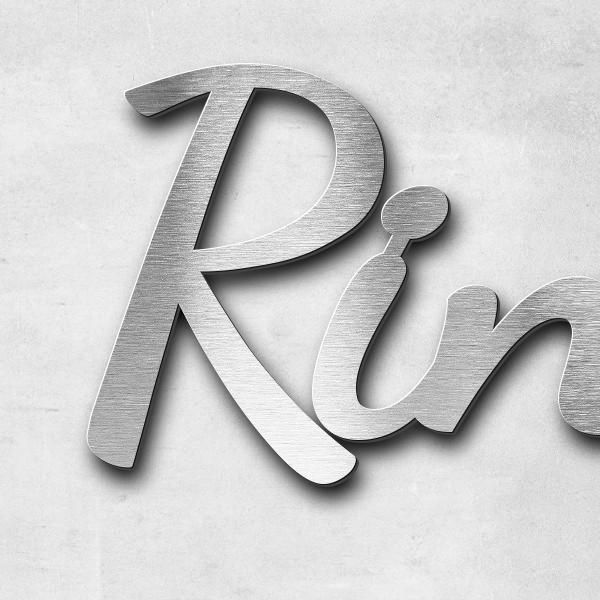 Schriftzug "Ringstraße" in Schriftart "Filigrano", Edelstahl V2A gebürstet - hochwertig & wetterbest