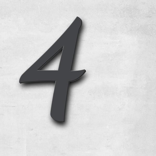 Schriftzug "4" in Schriftart "Filigrano", Edelstahl V2A pulverbeschichtet - hochwertig & wetterbestä