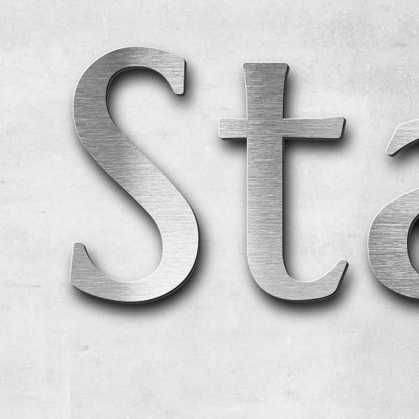 Schriftzug "Stadthaus" in Schriftart "Eternitas", Edelstahl V2A gebürstet - hochwertig & wetterbestä