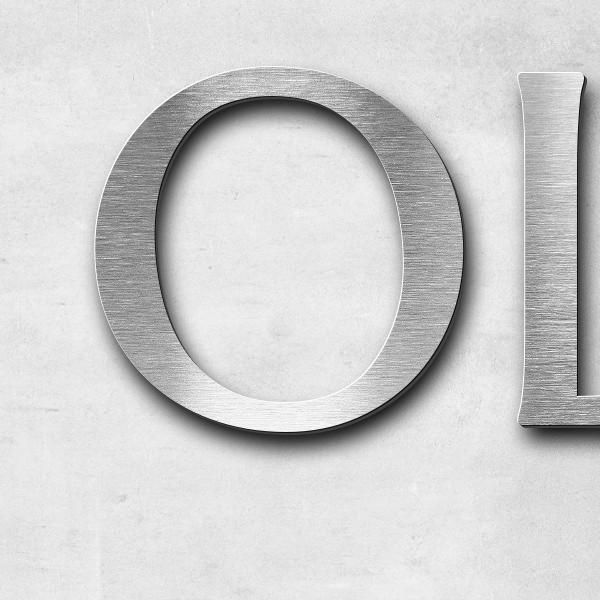 Schriftzug "OLD LADY" in Schriftart "Eternitas", Edelstahl V4A gebürstet - hochwertig & wetterbestän