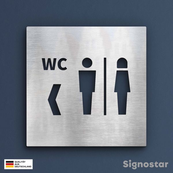 WC Schild Edelstahl - Damen & Herren WC links