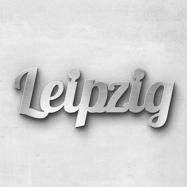 Schriftzug "Leipzig" Edelstahl gebürstet