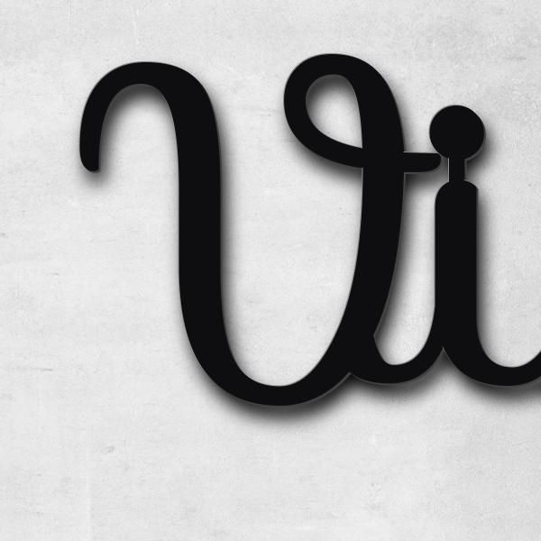 Schriftzug "Villa Romaeus" in Schriftart "Autumna", Edelstahl V2A pulverbeschichtet - hochwertig & w