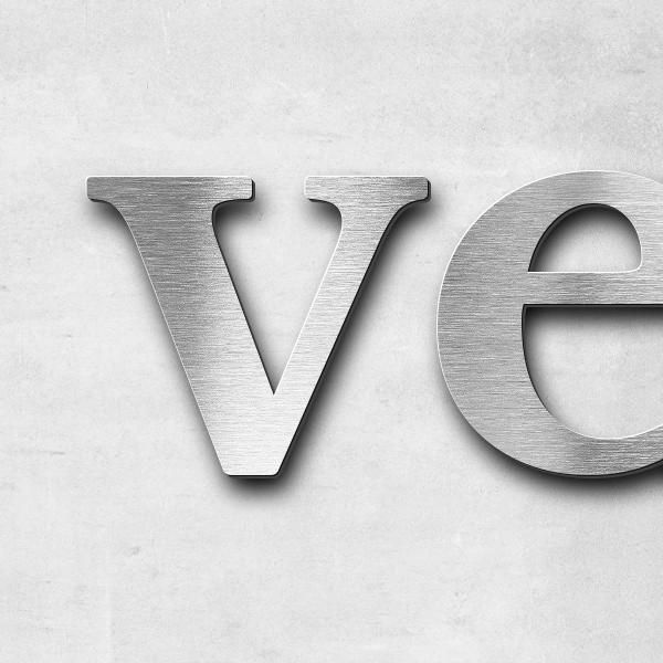 Schriftzug "vermehrt Schönes" in Schriftart "Serif", Edelstahl V2A gebürstet - hochwertig & wetterbe