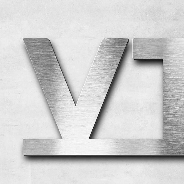 Schriftzug "VTN Group" in Schriftart "Baseline", Edelstahl V2A gebürstet - hochwertig & wetterbestän