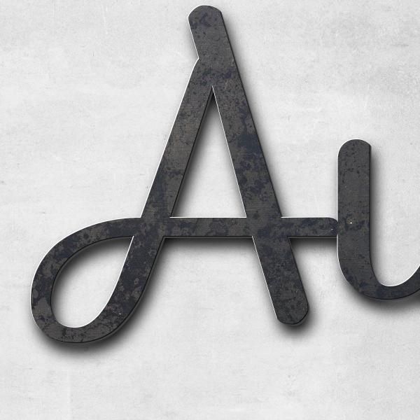 Schriftzug "Augenzentrum" in Schriftart "Autumna", Cortenstahl unbehandelt - hochwertig & wetterbest