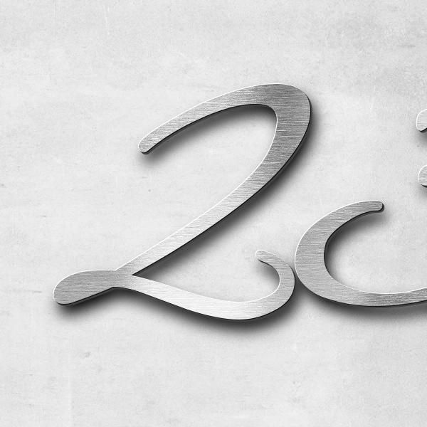 Schriftzug "23.05.1957" in Schriftart "Jessari", Edelstahl V2A gebürstet - hochwertig & wetterbestän