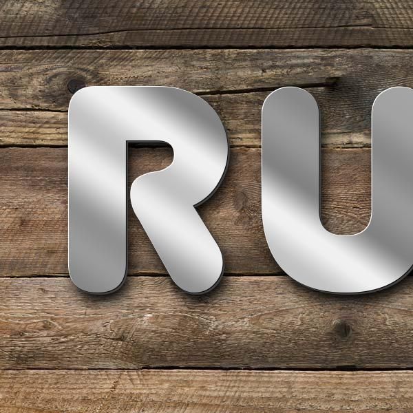 Schriftzug "Ruth Helke" in Schriftart "Capital", Edelstahl V2A spiegelpoliert - hochwertig & wetterb