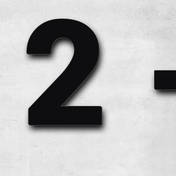 Schriftzug "2 - 4" in Schriftart "Sans", Edelstahl V2A pulverbeschichtet - hochwertig & wetterbestän