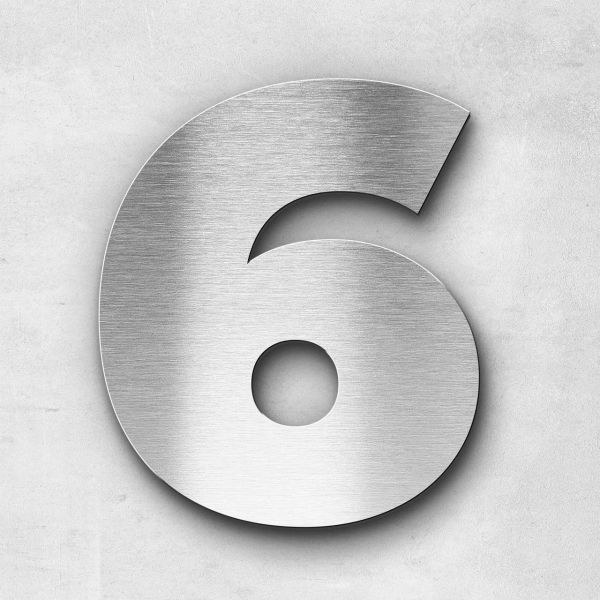 Hausnummer 6 Edelstahl - Serie Kontrast