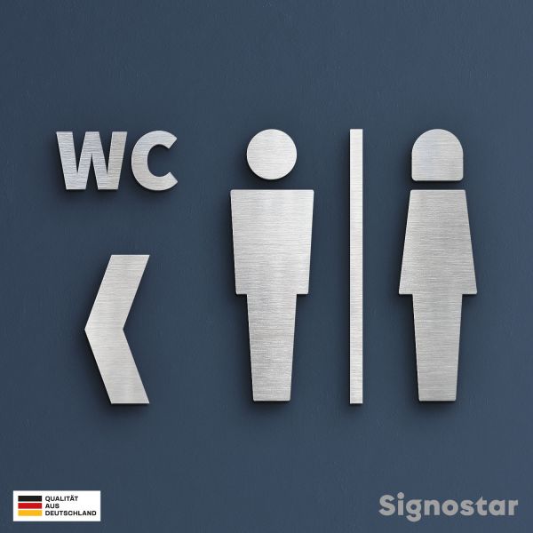 WC Piktogramm Edelstahl - Damen & Herren WC links